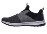 SKECHERS, leichte Herren-Slipper, mit elastischer Zierschnürung GRAU-SCHWARZ